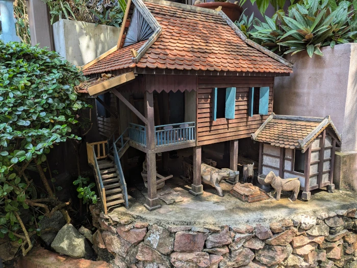 Traditional Khmer wooden structures at Theam's Gallery