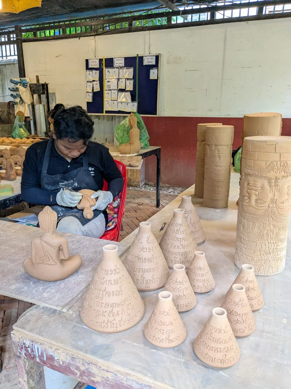 Clay preparation process at the Khmer Ceramics Fine Art Center