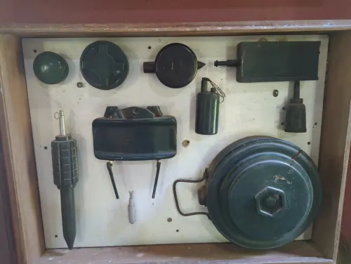Deactivated landmines and other incendiaries from the Siem Reap War Museum.