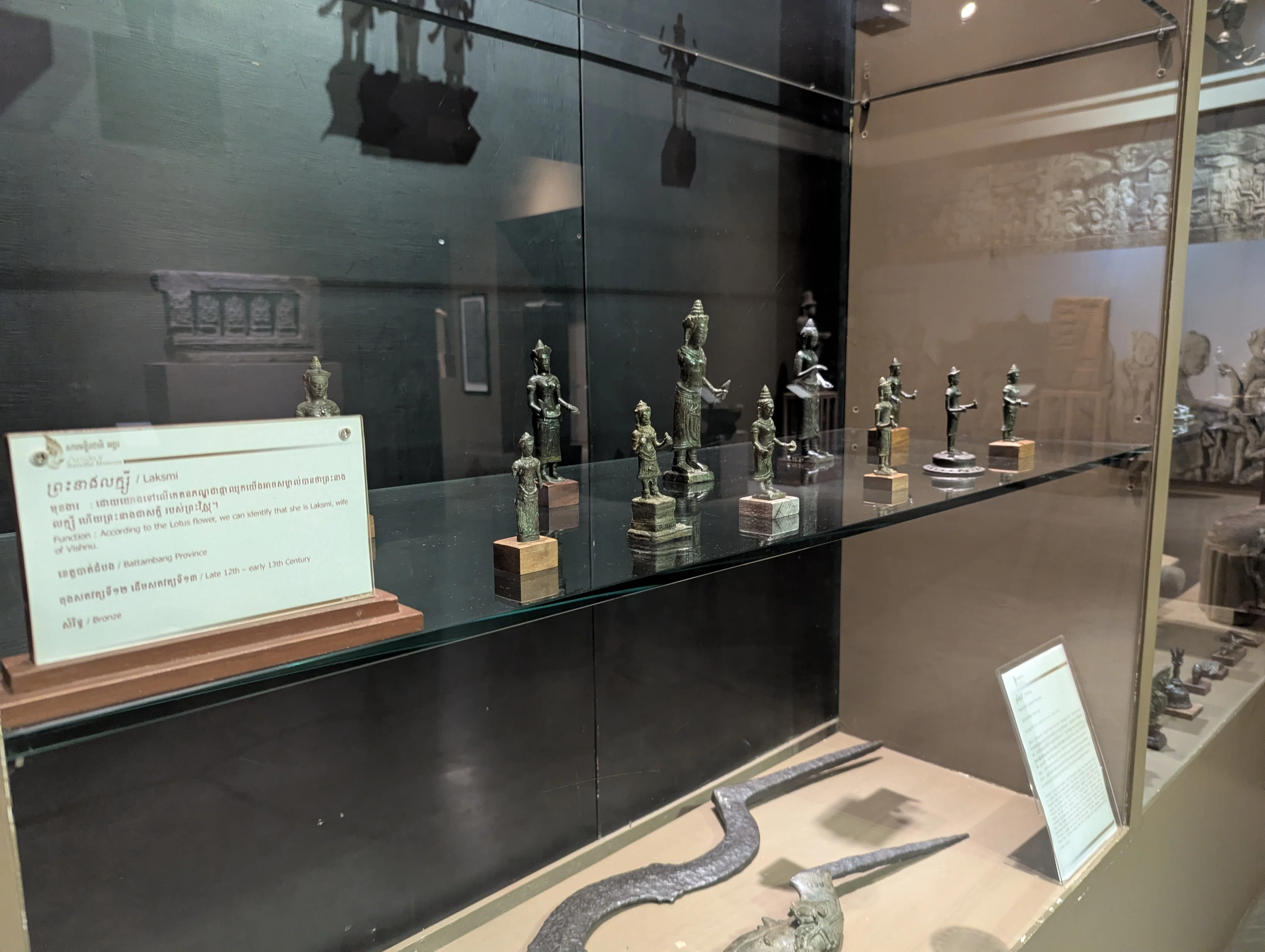 Gallery inside the Angkor National Museum showing Khmer historical displays